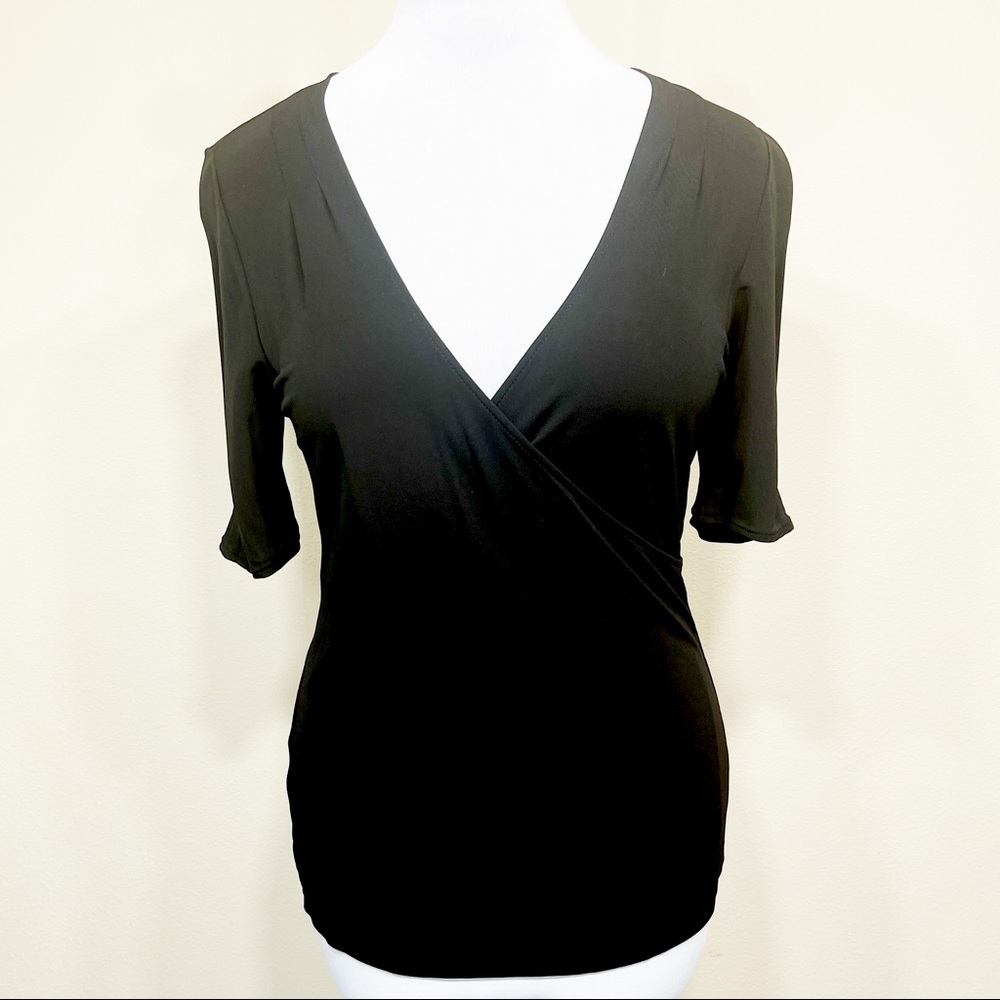 Ann Taylor black faux wrap top